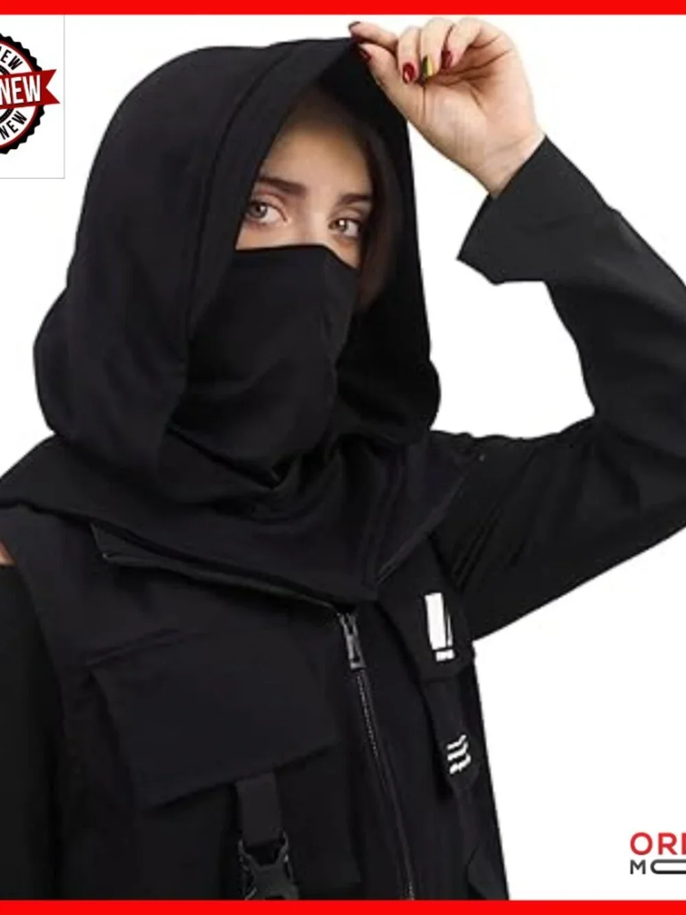 Steampunk Hooded Cape Scarf with Mask, Unisex Free Size Cotton